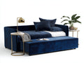Sofa aus Samt 218×96×85 cm – Marineblau – ausziehbares Unterbett in Tagesbettform für Wohnzimmer