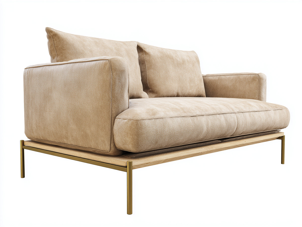 Sofa 180×95×78 cm - Beige Gold - Polstersofa mit Metallrahmen für Wohnzimmer