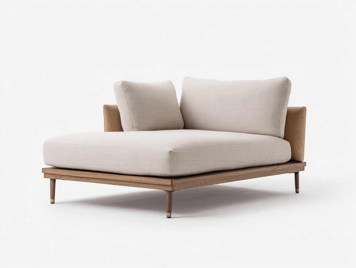 Sofa 160×120×72 cm - Creme Natur - Loungesofa mit Holzgestell für Wohnzimmer