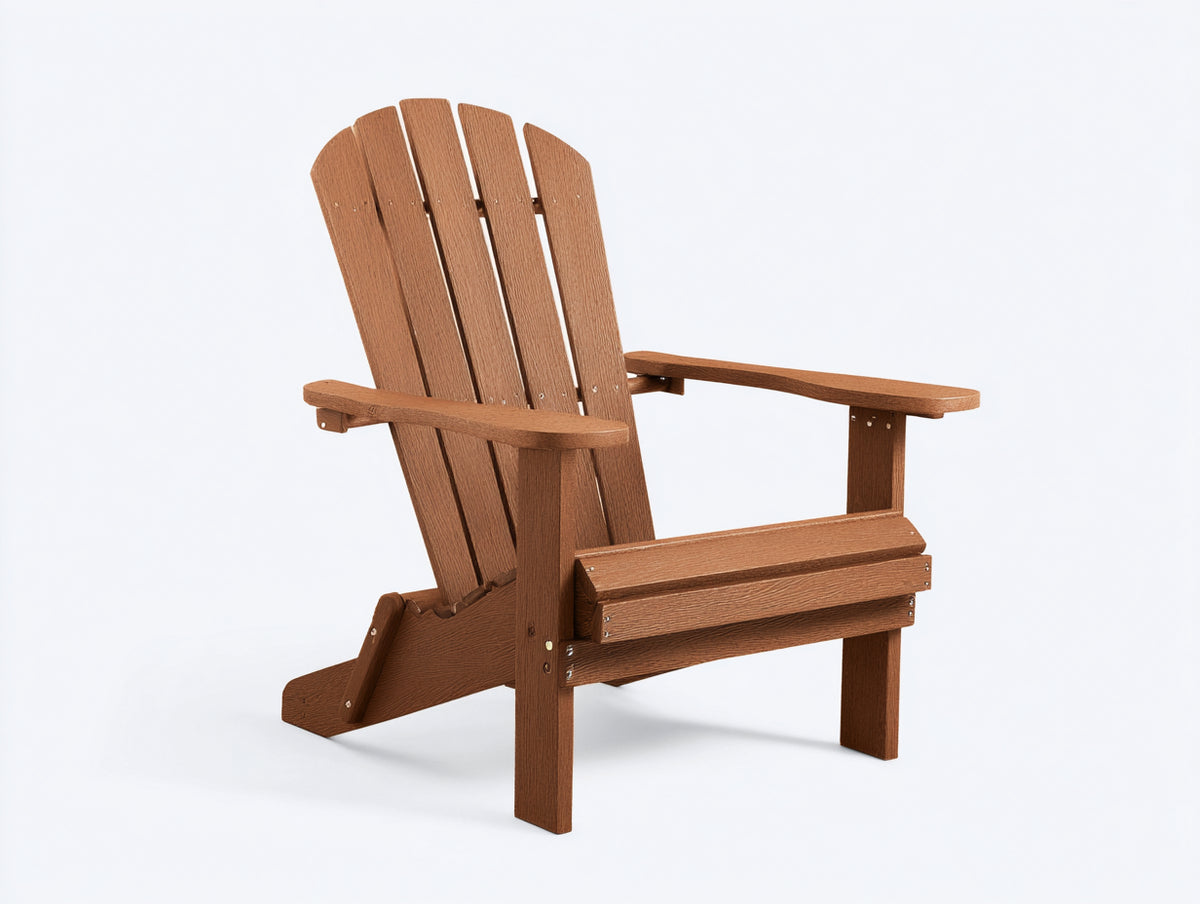 Lounge-Sessel aus Holz 79×89×97 cm – Mittelbraun – hohe Lamellenlehne mit tiefem Sitz für Terrasse