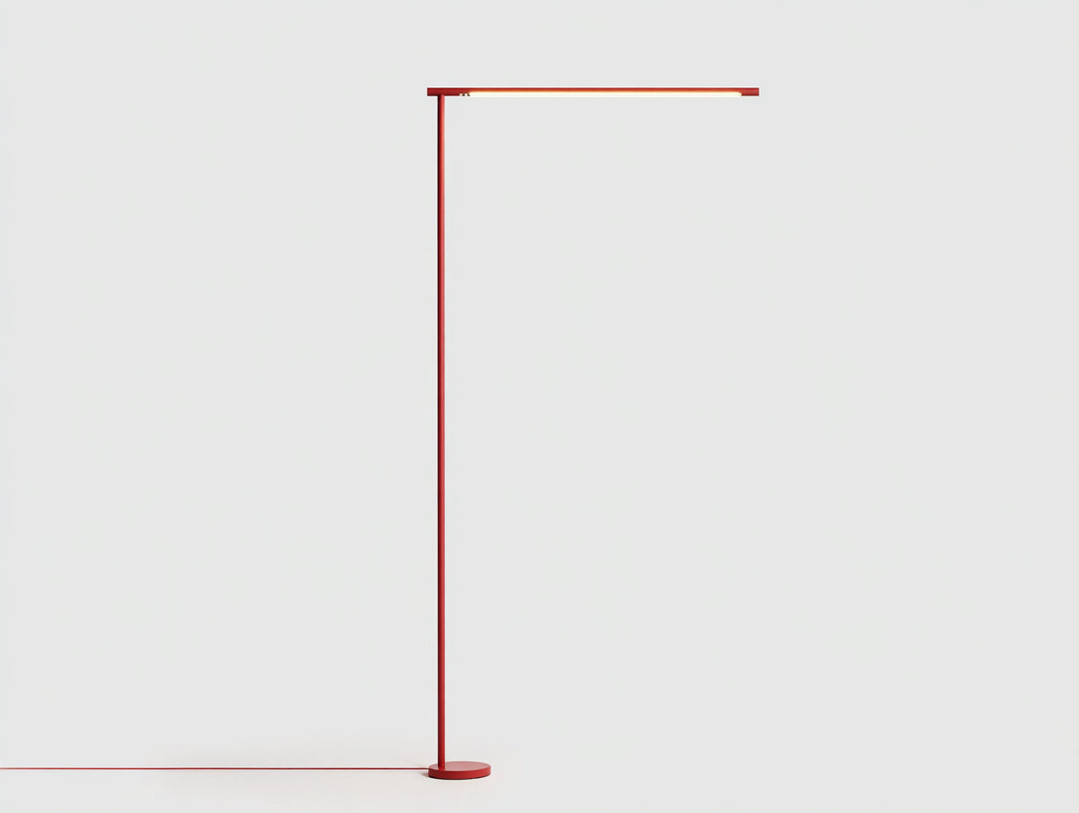 Schreibtischlampe aus Metall 50×16×75 cm - Mattrot - hohe Linearform fürs Schlafzimmer