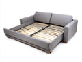 Sofa mit Schlaffunktion aus hellgrauem Webstoff 220×160×88 cm - ausziehbarer Holzlattenrost fürs Wohnzimmer