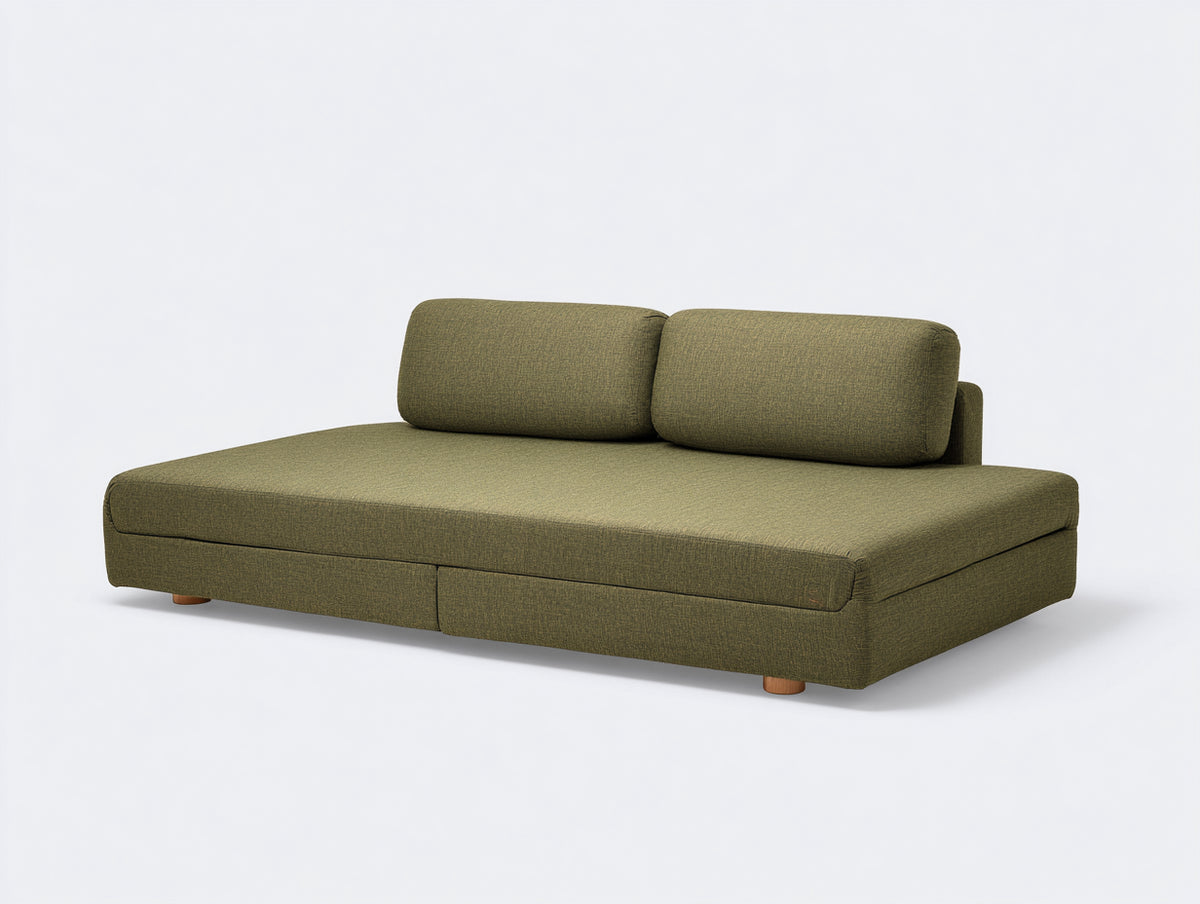 Sofa aus Strukturstoff 210×105×80 cm – Olivgrün – armlose Tiefform für Wohnzimmer