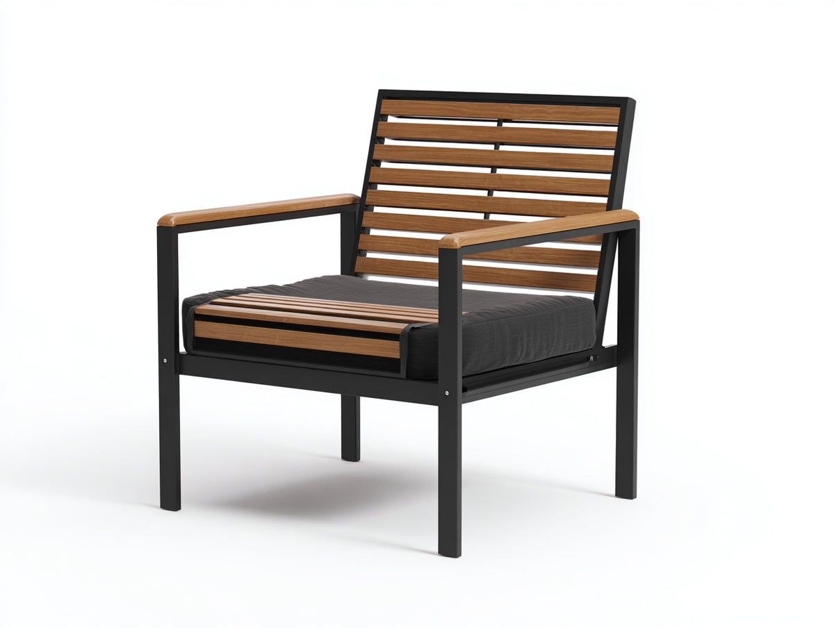 Lounge-Sessel 68×75×88 cm - Schwarz/Braun - mit anthrazitfarbener Sitzauflage