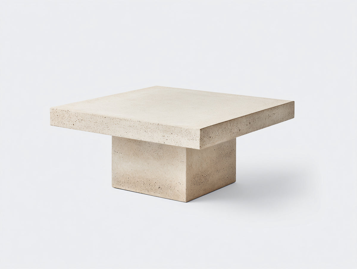 Couchtisch 78×78×39 cm - Hellbeige - Beton mit Blockfuß