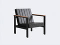 Lounge-Sessel aus Metall und Kunststoff 72×78×86 cm - Schwarz/Holzbraun - geradliniger Terrassenstuhl