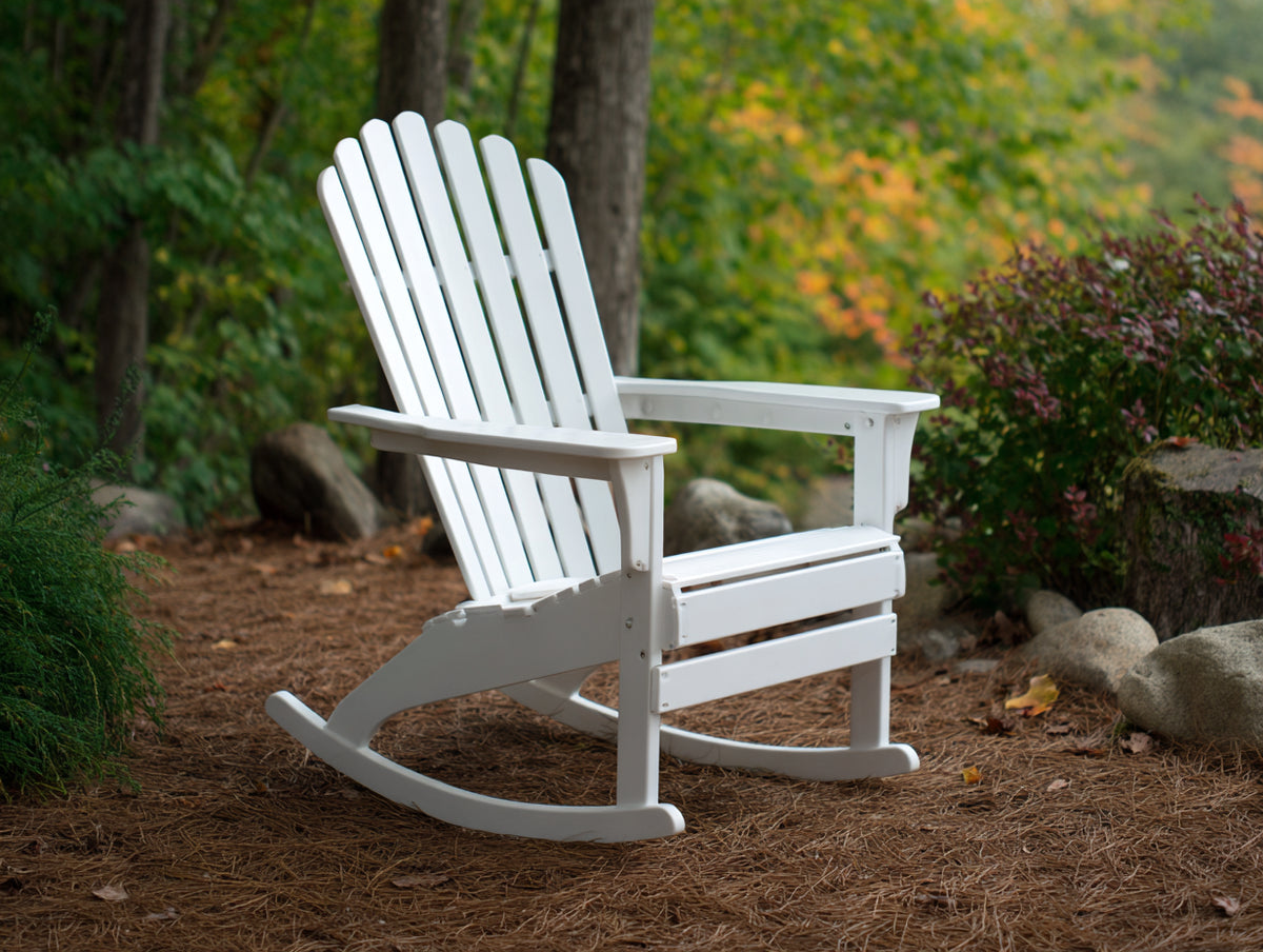 Lounge-Sessel aus Kunststoff 82×90×105 cm - Weiß - Fächerlehne mit Schaukelkufen für die Terrasse