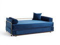Sofa-Tagesbett 205×95×78 cm - Dunkelblau/Gold - Samtoptik mit ausziehbarer Unterliege