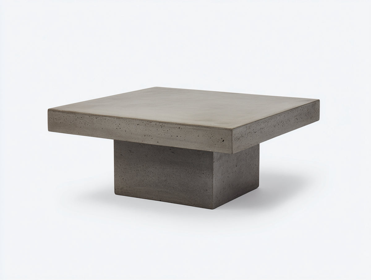 Couchtisch 80×80×40 cm - Dunkelgrau - Beton mit Mittelsockel