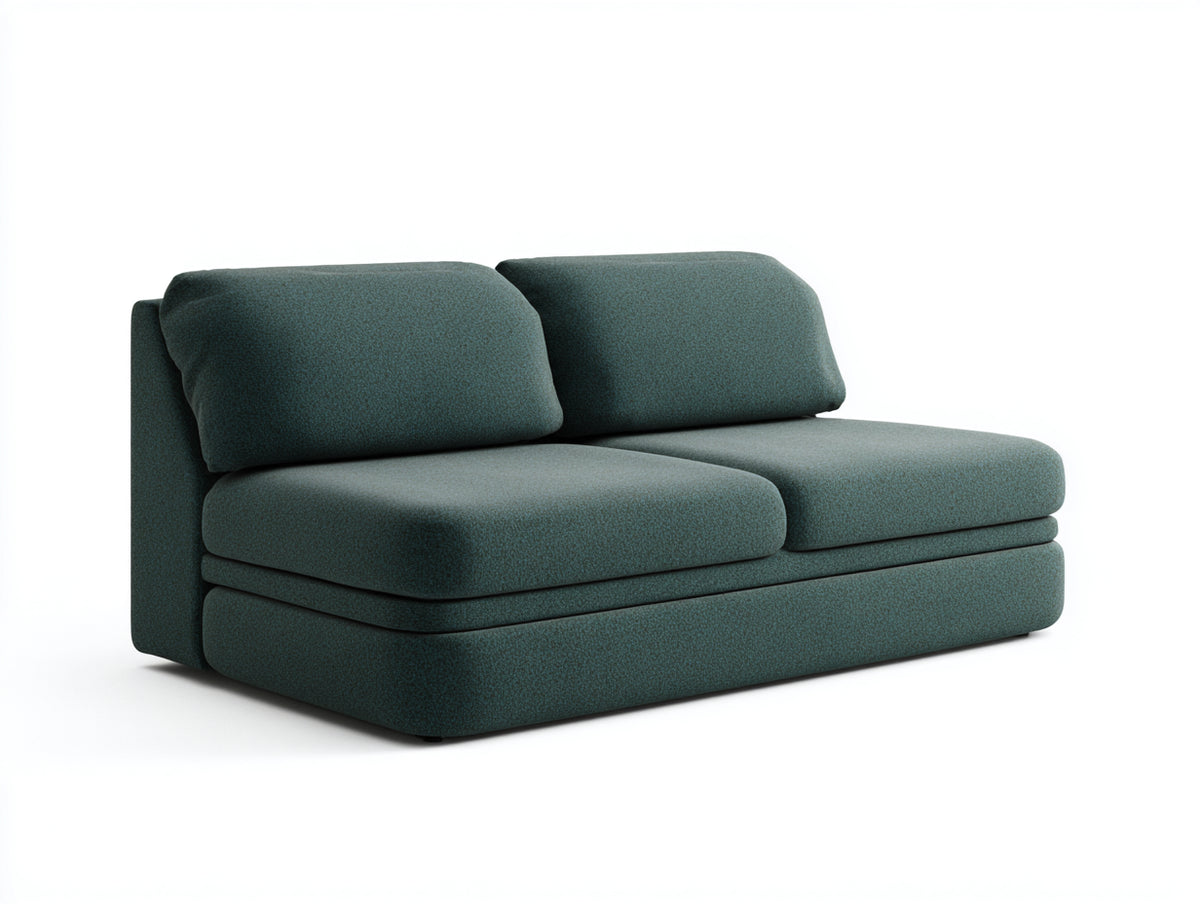 Sofa aus dunkelpetrolfarbenem Strukturstoff 190×100×84 cm - armlose Loungeform fürs Wohnzimmer